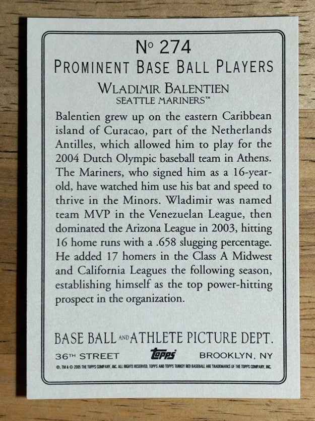 2005 Topps Turkey Red #274 Wladimir Balentien RC