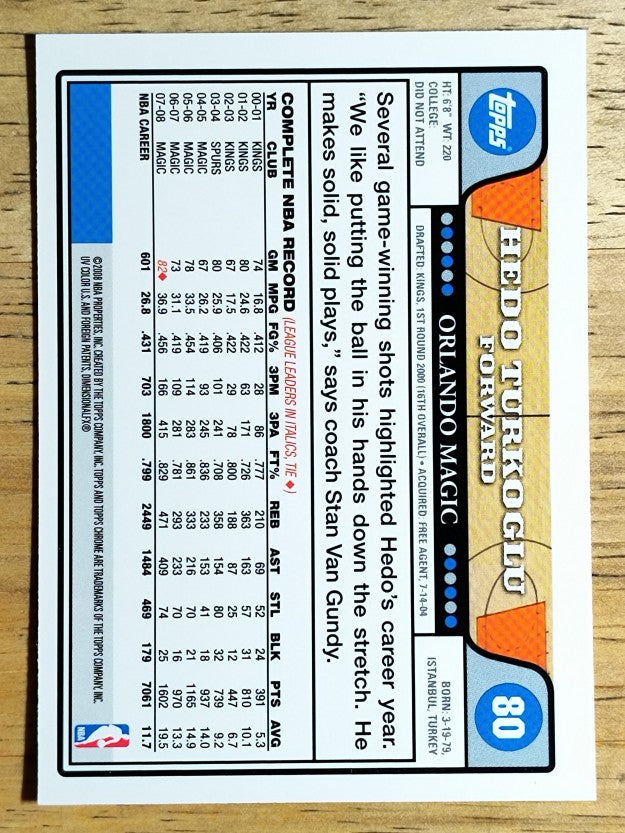2008-09 Topps Chrome #80 Hedo Turkoglu