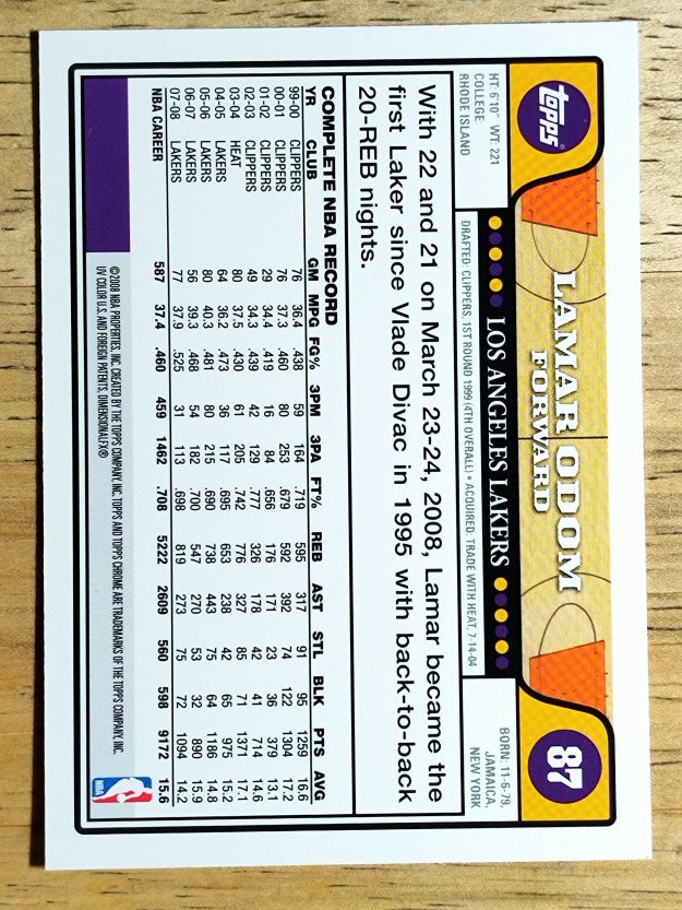 2008-09 Topps Chrome #87 Lamar Odom