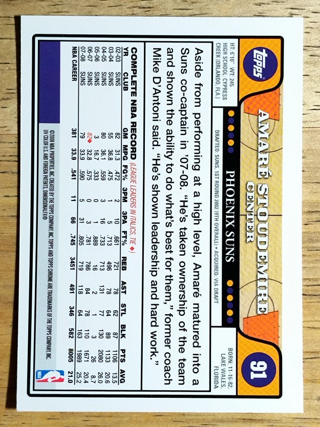 2008-09 Topps Chrome #91 Amare Stoudemire