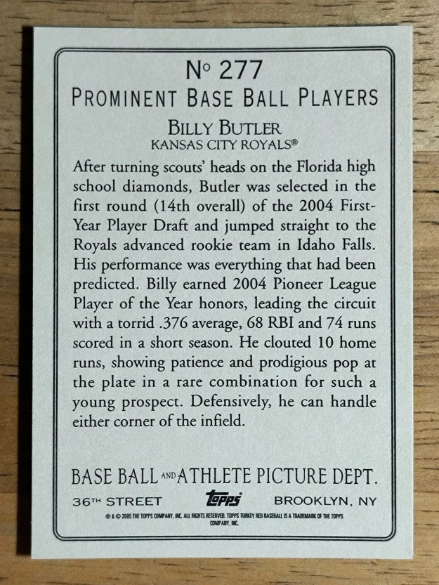 2005 Topps Turkey Red #277 Billy Butler RC