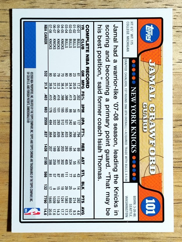 2008-09 Topps Chrome #101 Jamal Crawford