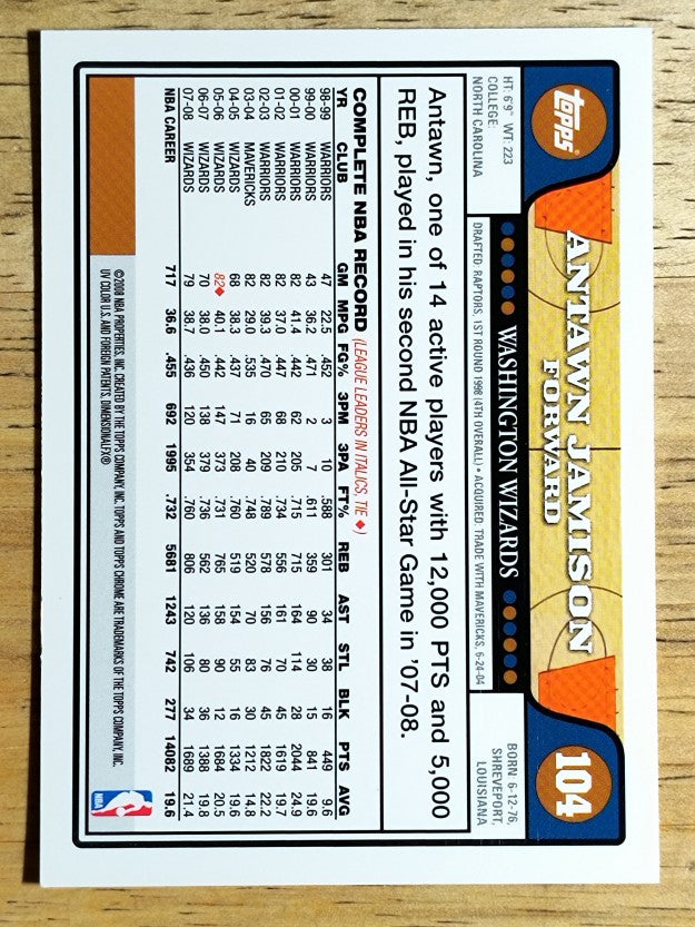 2008-09 Topps Chrome #104 Antawn Jamison
