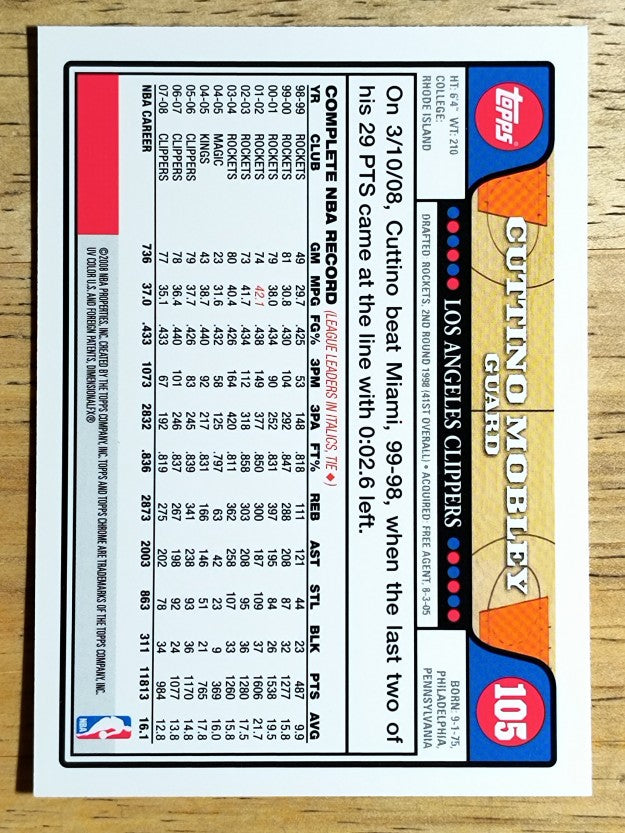 2008-09 Topps Chrome #105 Cuttino Mobley
