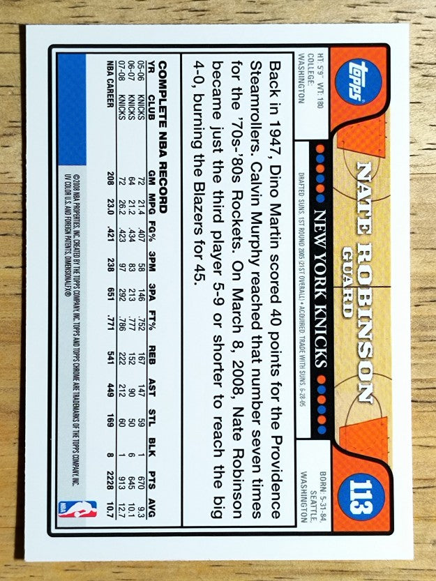 2008-09 Topps Chrome #113 Nate Robinson