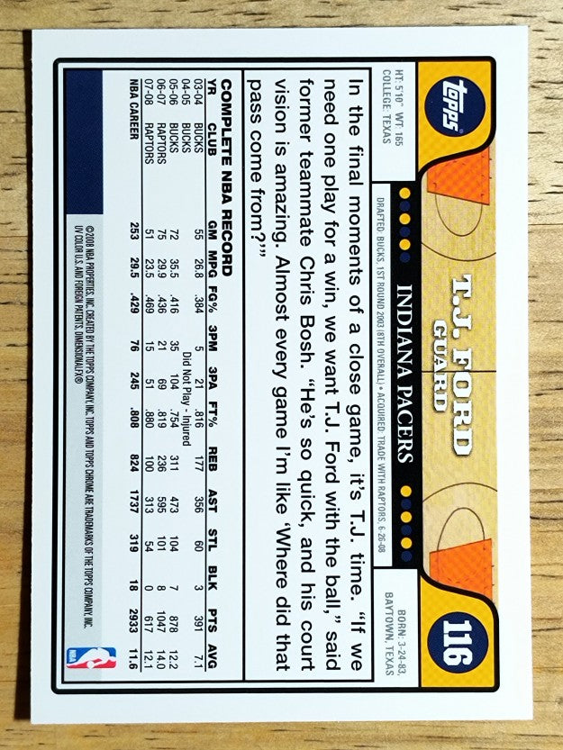 2008-09 Topps Chrome #116 T.J. Ford