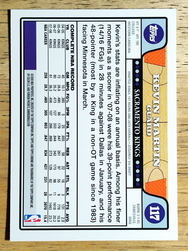 2008-09 Topps Chrome #117 Kevin Martin