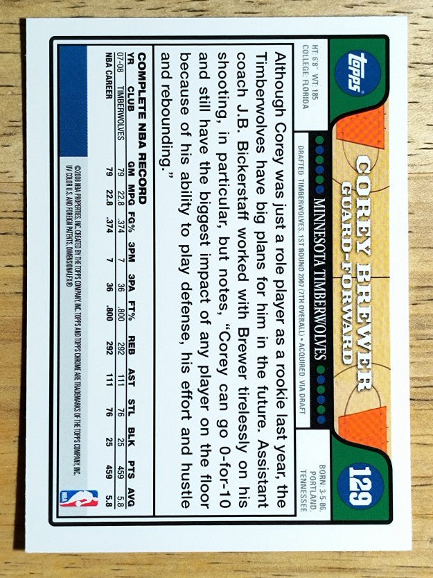 2008-09 Topps Chrome #129 Corey Brewer