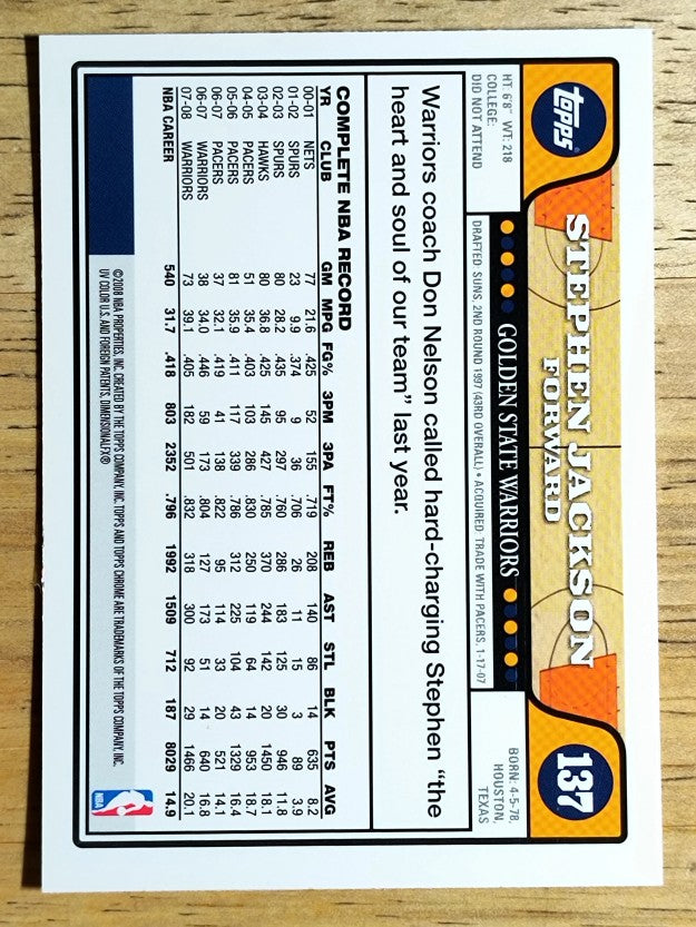 2008-09 Topps Chrome #137 Stephen Jackson