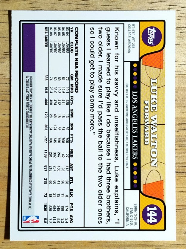 2008-09 Topps Chrome #144 Luke Walton