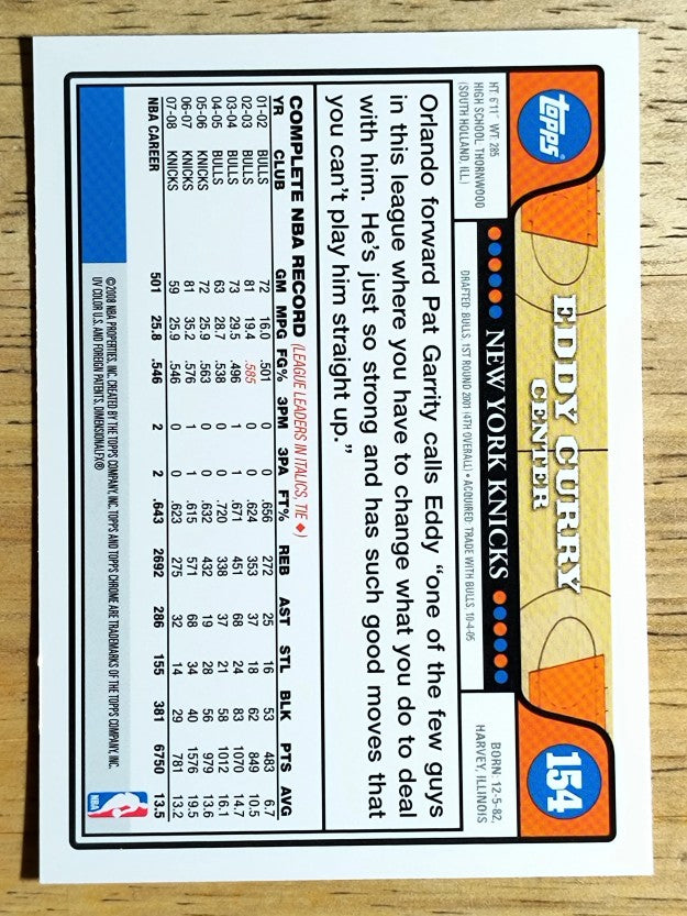 2008-09 Topps Chrome #154 Eddy Curry