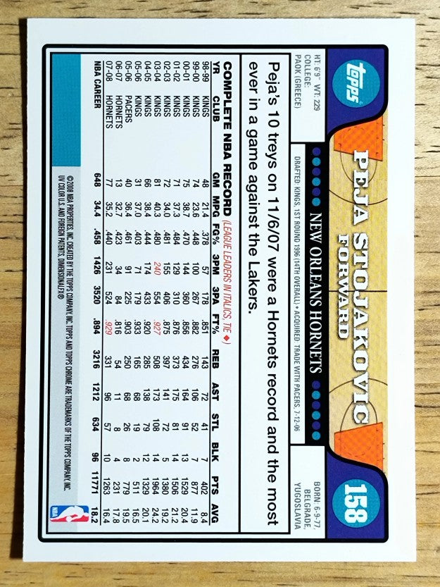 2008-09 Topps Chrome #158 Peja Stojakovic