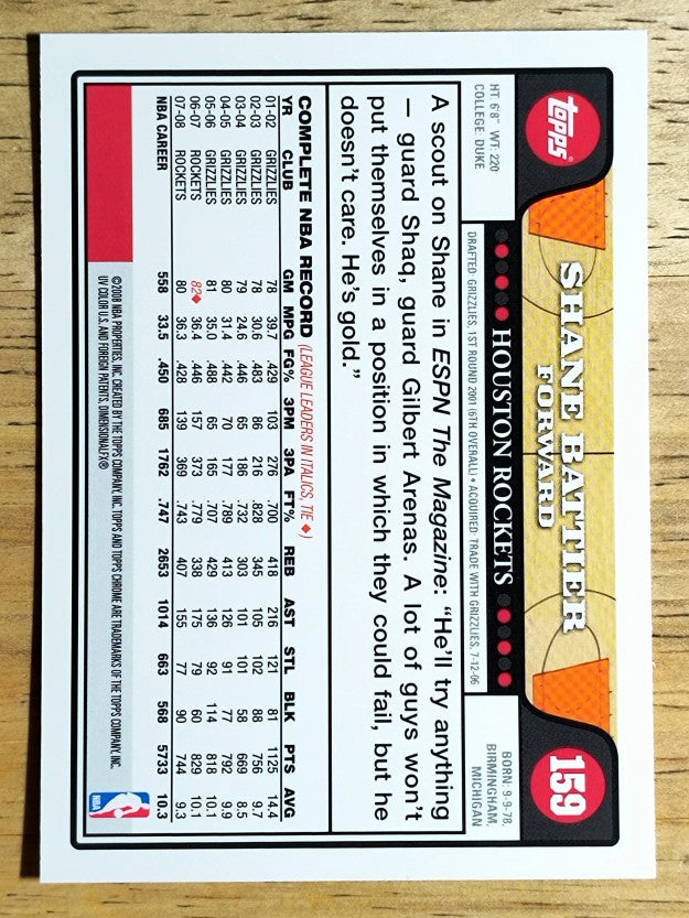2008-09 Topps Chrome #159 Shane Battier