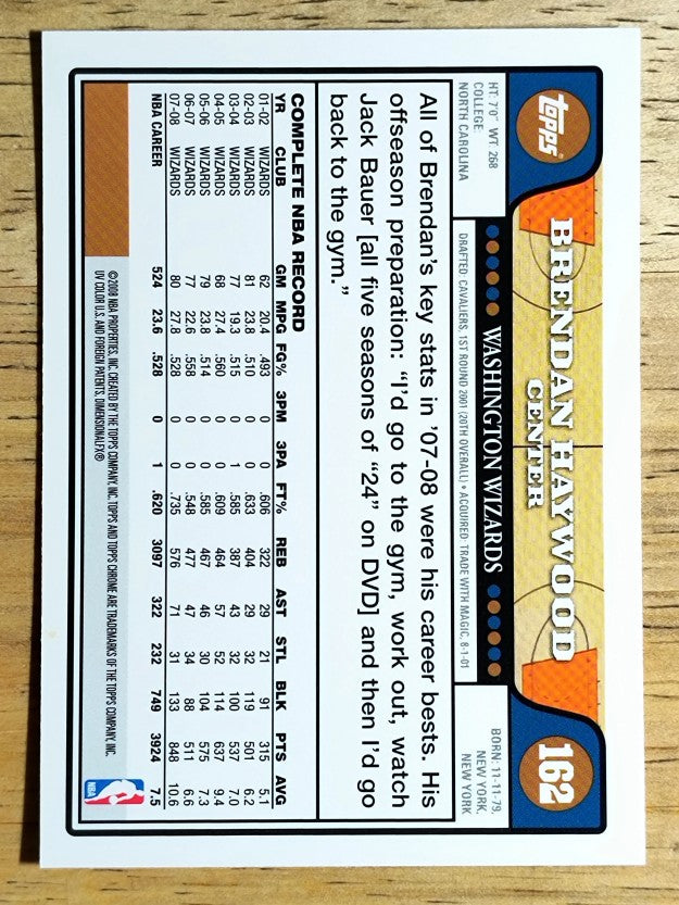 2008-09 Topps Chrome #162 Brendan Haywood