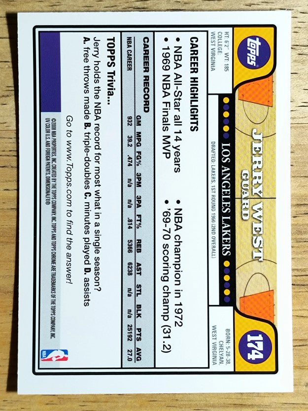 2008-09 Topps Chrome #174 Jerry West