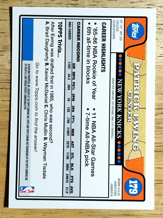2008-09 Topps Chrome #179 Patrick Ewing