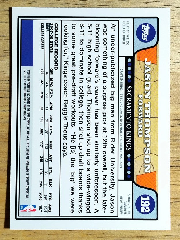 2008-09 Topps Chrome #192 Jason Thompson RC