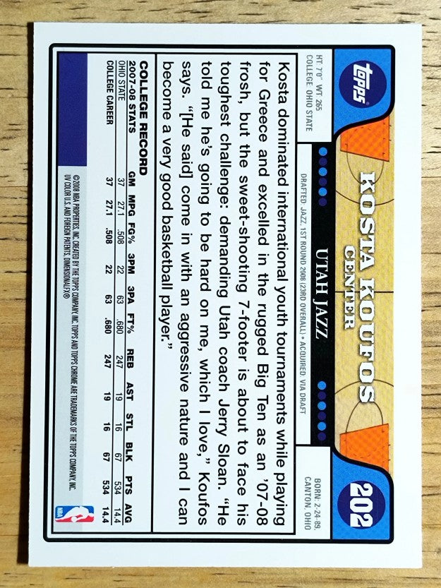 2008-09 Topps Chrome #202 Kosta Koufos RC