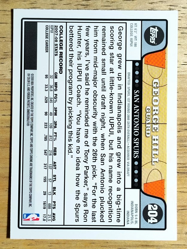 2008-09 Topps Chrome #204 George Hill RC