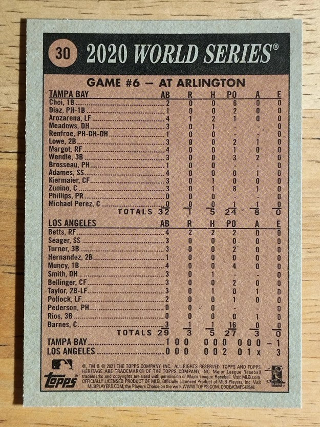 2021 Topps Heritage #30 Game 6 WS HL