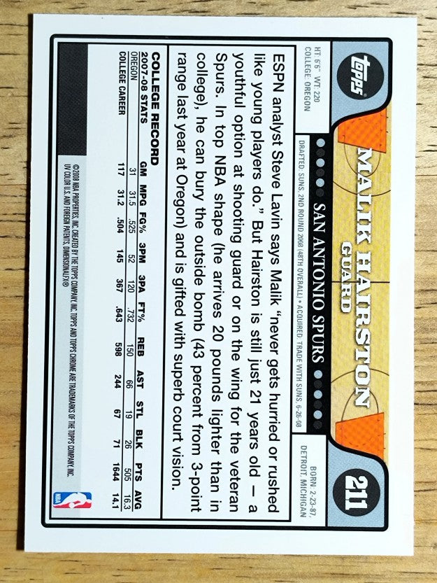 2008-09 Topps Chrome #211 Malik Hairston RC