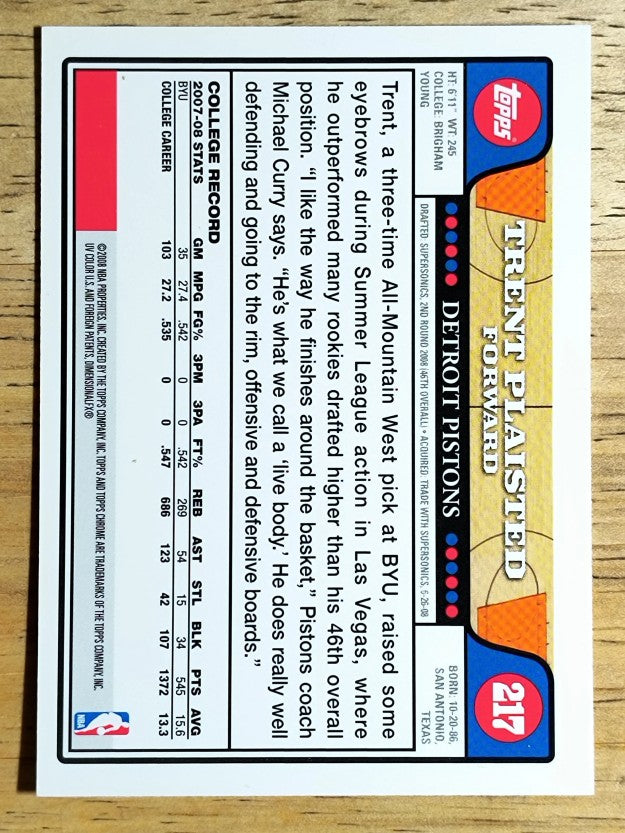2008-09 Topps Chrome #217 Trent Plaisted RC