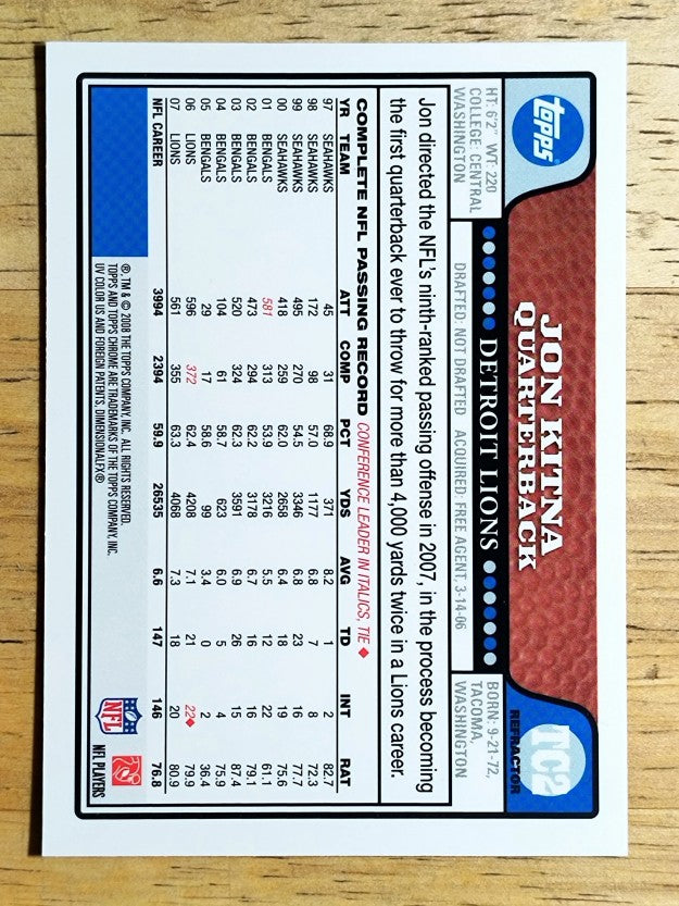 2008 Topps Chrome Refractors #TC2 Jon Kitna