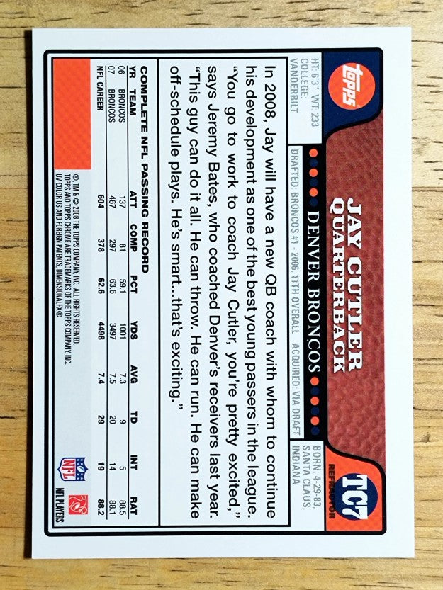 2008 Topps Chrome Refractors #TC7 Jay Cutler