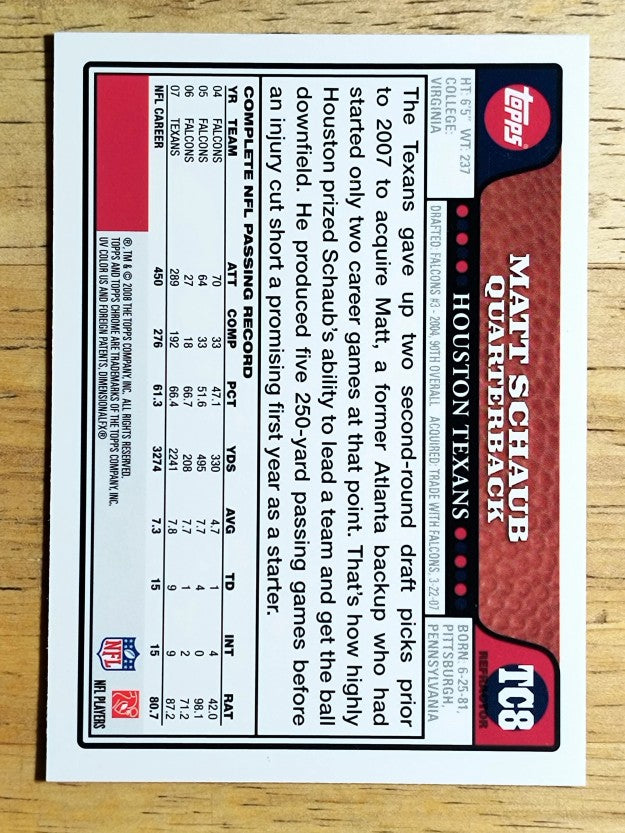 2008 Topps Chrome Refractors #TC8 Matt Schaub
