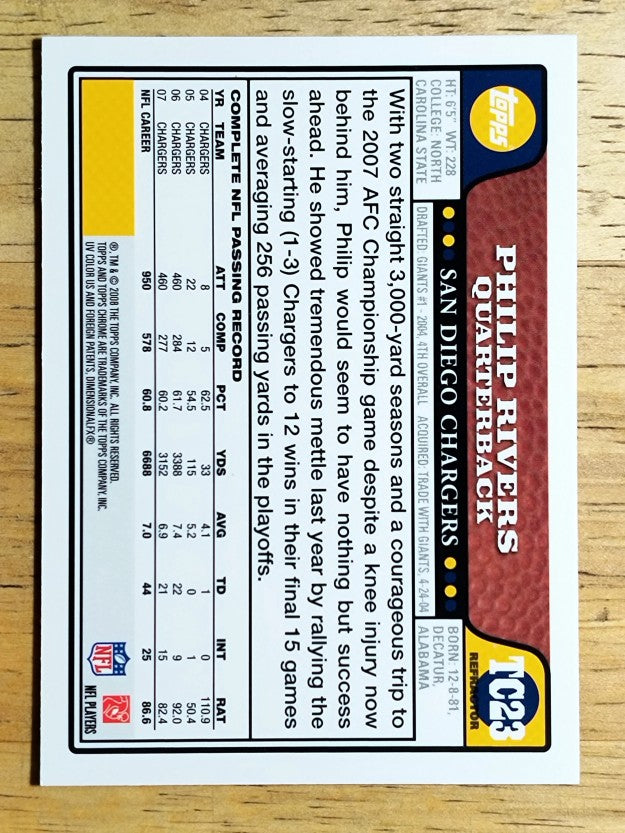2008 Topps Chrome Refractors #TC23 Philip Rivers