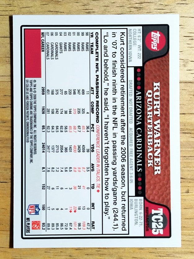 2008 Topps Chrome Refractors #TC25 Kurt Warner