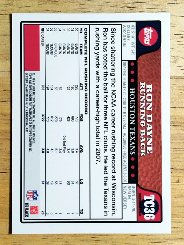 2008 Topps Chrome Refractors #TC36 Ron Dayne