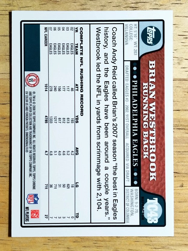 2008 Topps Chrome Refractors #TC43 Brian Westbrook