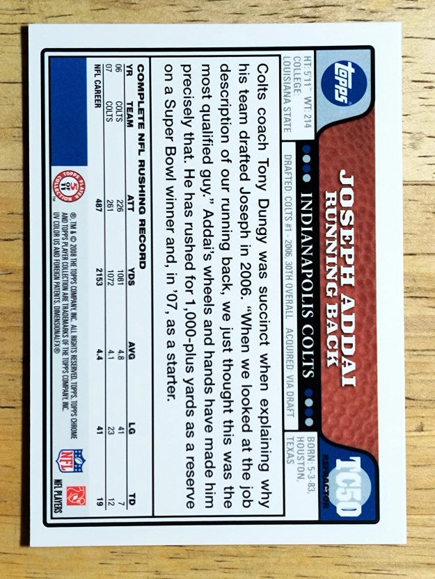 2008 Topps Chrome Refractors #TC50 Joseph Addai
