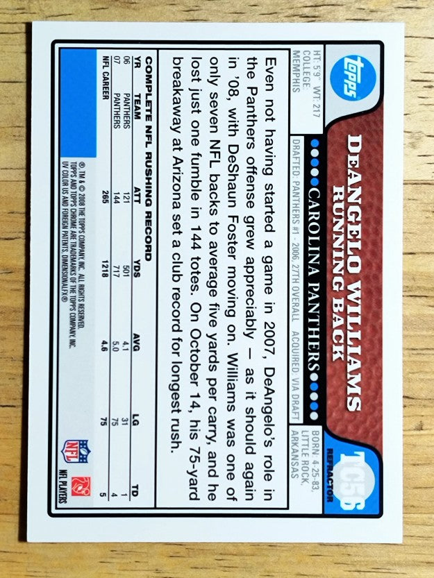 2008 Topps Chrome Refractors #TC56 DeAngelo Williams