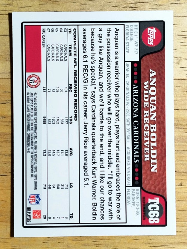 2008 Topps Chrome Refractors #TC68 Anquan Boldin