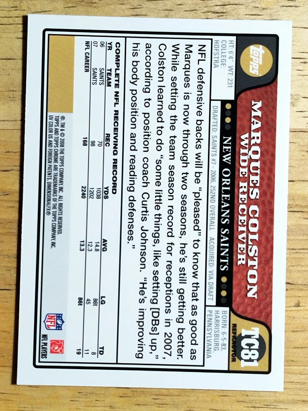 2008 Topps Chrome Refractors #TC81 Marques Colston