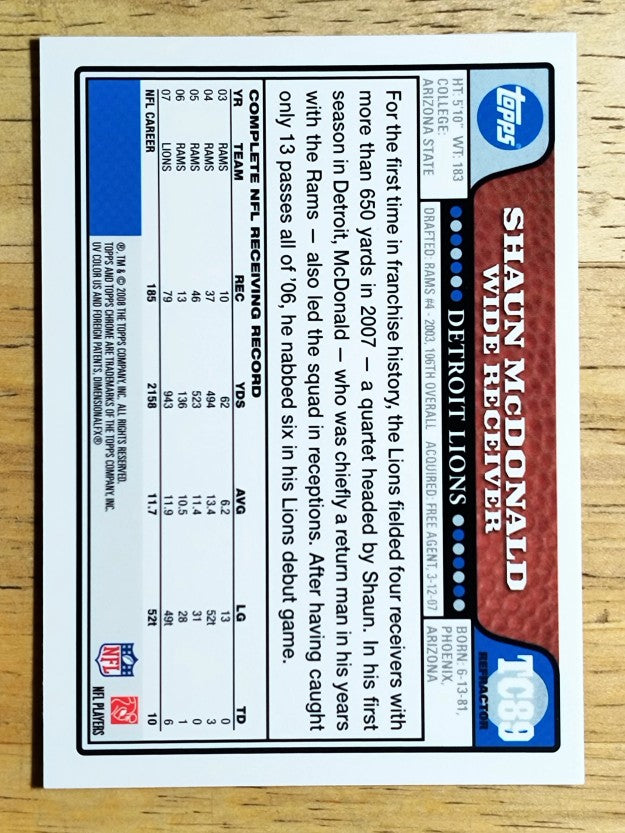 2008 Topps Chrome Refractors #TC89 Shaun McDonald
