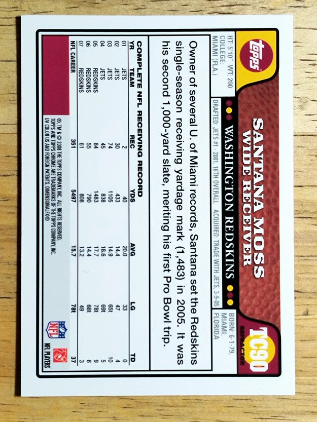 2008 Topps Chrome Refractors #TC90 Santana Moss