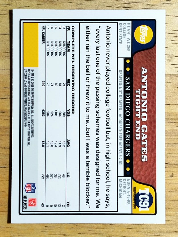 2008 Topps Chrome Refractors #TC91 Antonio Gates