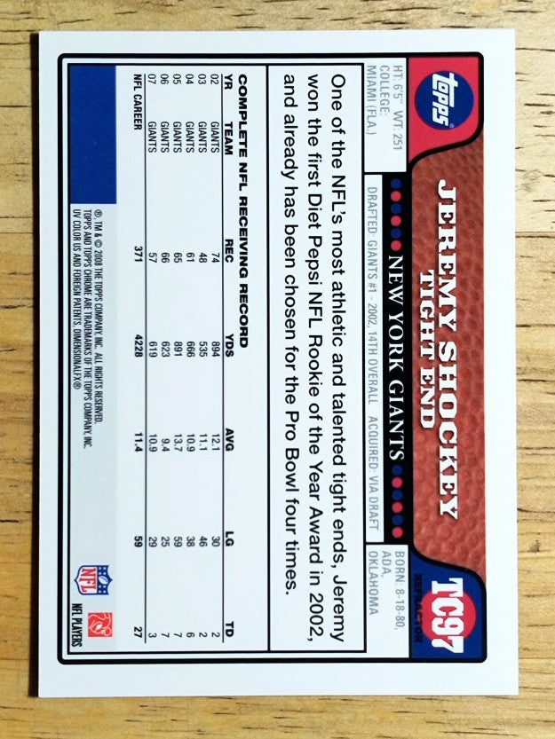 2008 Topps Chrome Refractors #TC97 Jeremy Shockey