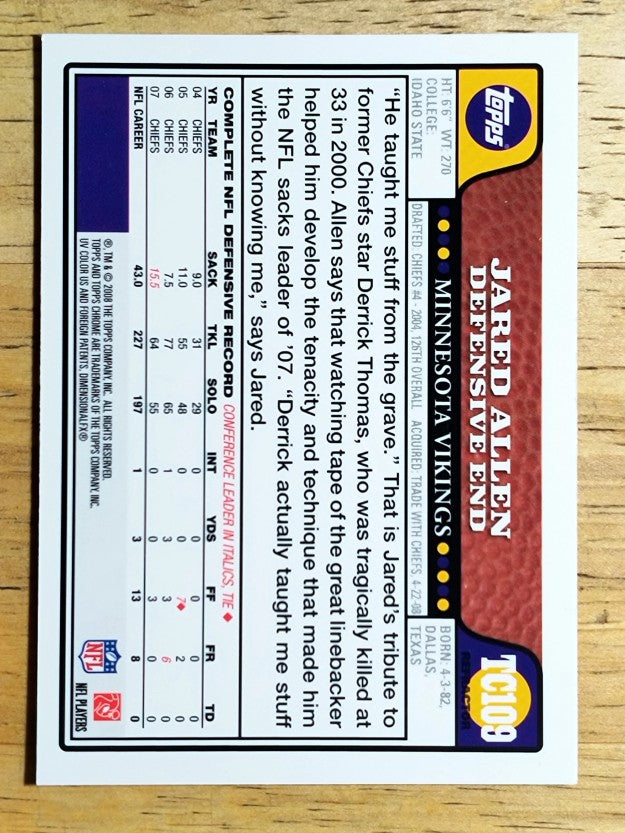 2008 Topps Chrome Refractors #TC109 Jared Allen