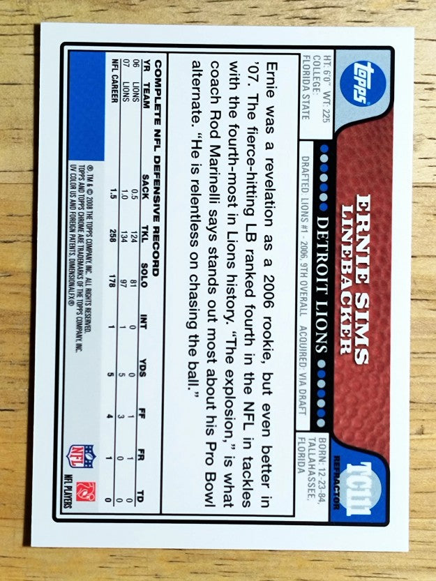 2008 Topps Chrome Refractors #TC111 Ernie Sims