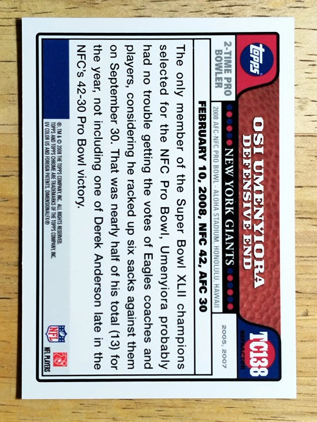 2008 Topps Chrome Refractors #TC138 Osi Umenyiora AP