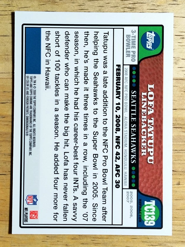 2008 Topps Chrome Refractors #TC139 Lofa Tatupu AP