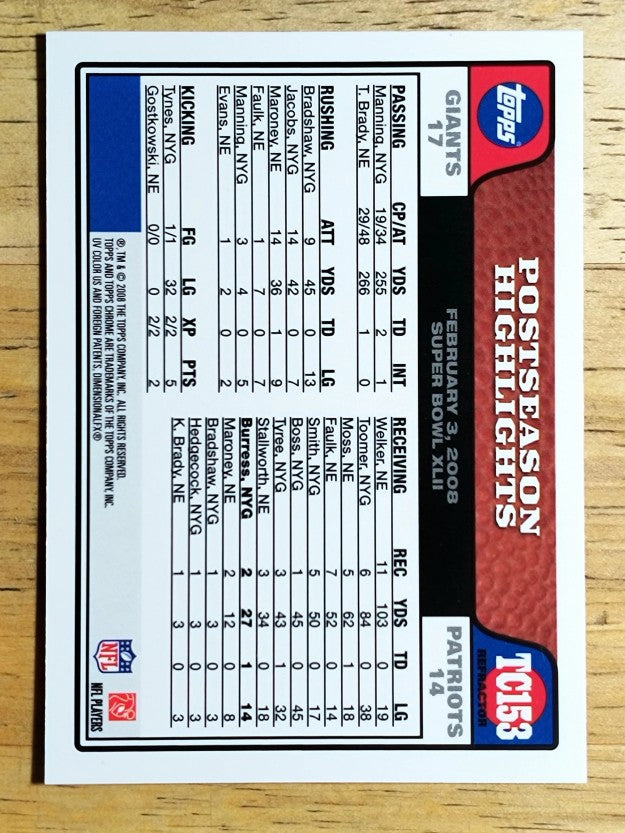 2008 Topps Chrome Refractors #TC153 Plaxico Burress PSH