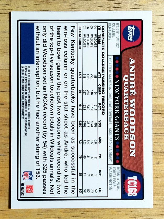 2008 Topps Chrome Refractors #TC168 Andre Woodson