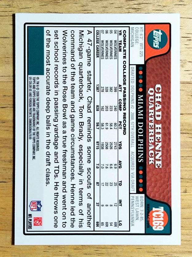 2008 Topps Chrome Refractors #TC169 Chad Henne