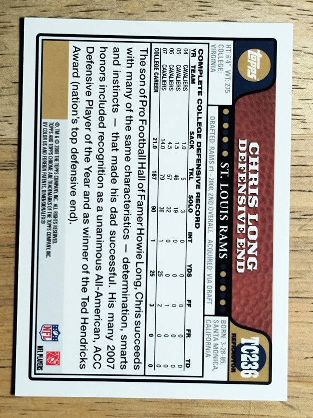 2008 Topps Chrome Refractors #TC236 Chris Long