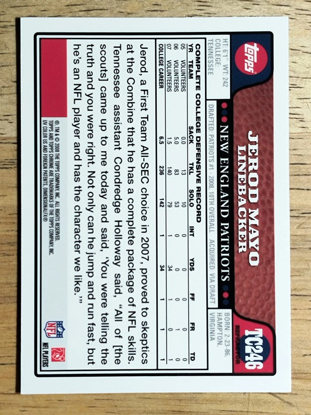 2008 Topps Chrome Refractors #TC246 Jerod Mayo